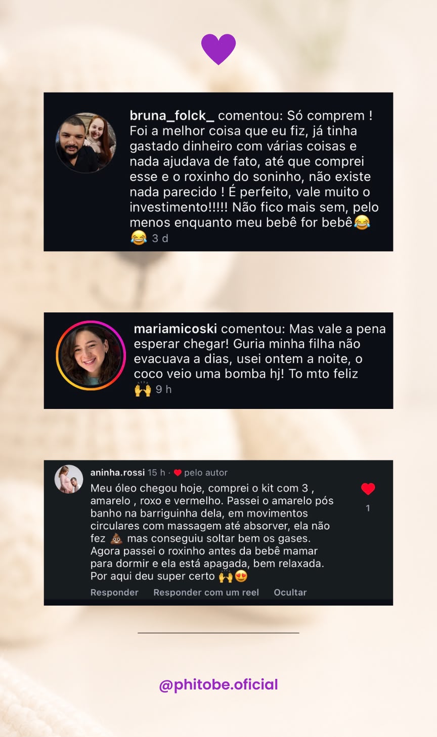Print de depoimento enviado por uma mãe